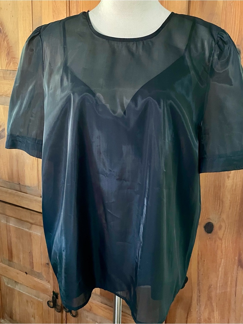 Black Sheer Blouse with Tag Detail - A New Day